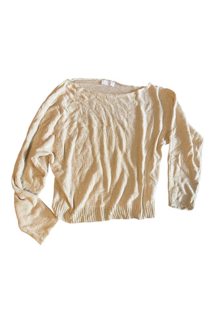 Sage The Label Sweater Size M Beige Open Knit Boat Neck